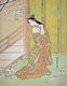 Japan: A beautiful young woman with her cat on a lead. Suzuki Harunobu (1724-1770)